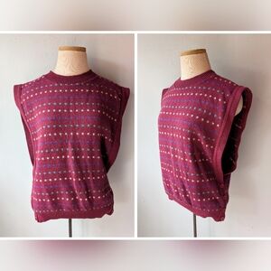 Women's Sleeveless Knit Top - Burgundy and Blue